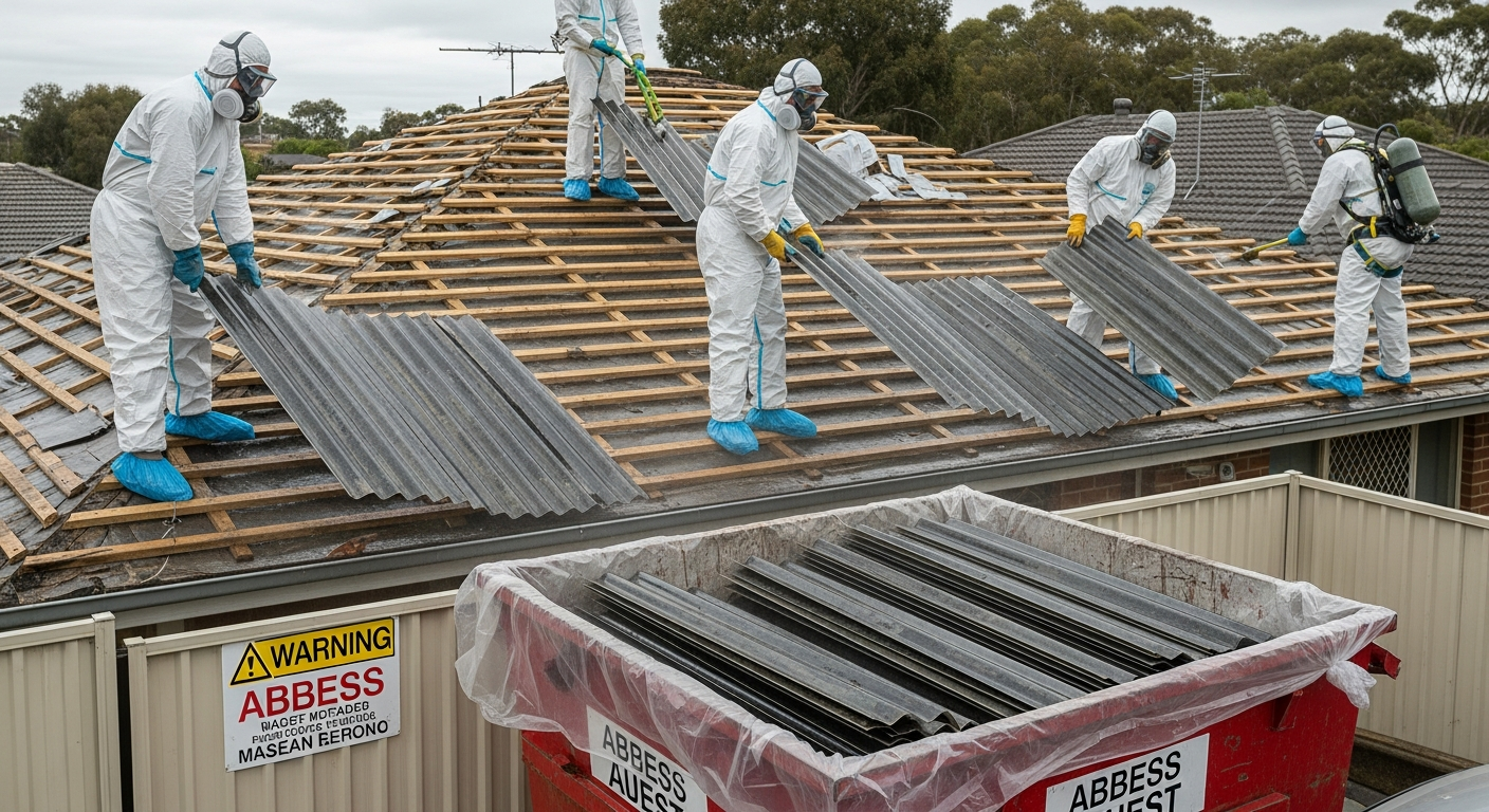 Removing asbestos roof sheets