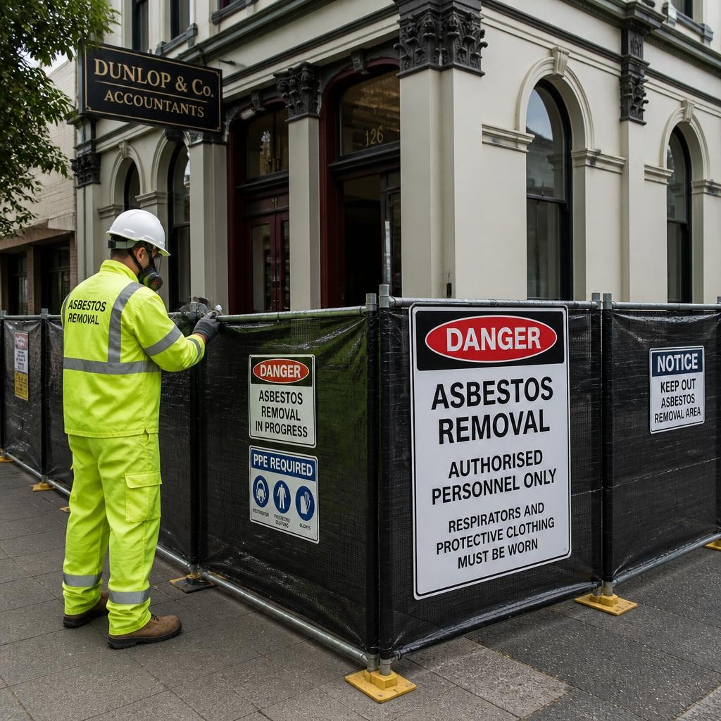 Controlled asbestos removal work zone in Victoria