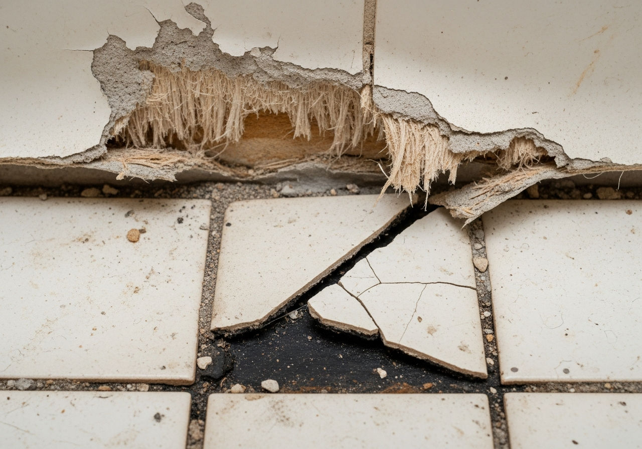 Asbestos in bathroom wall lining