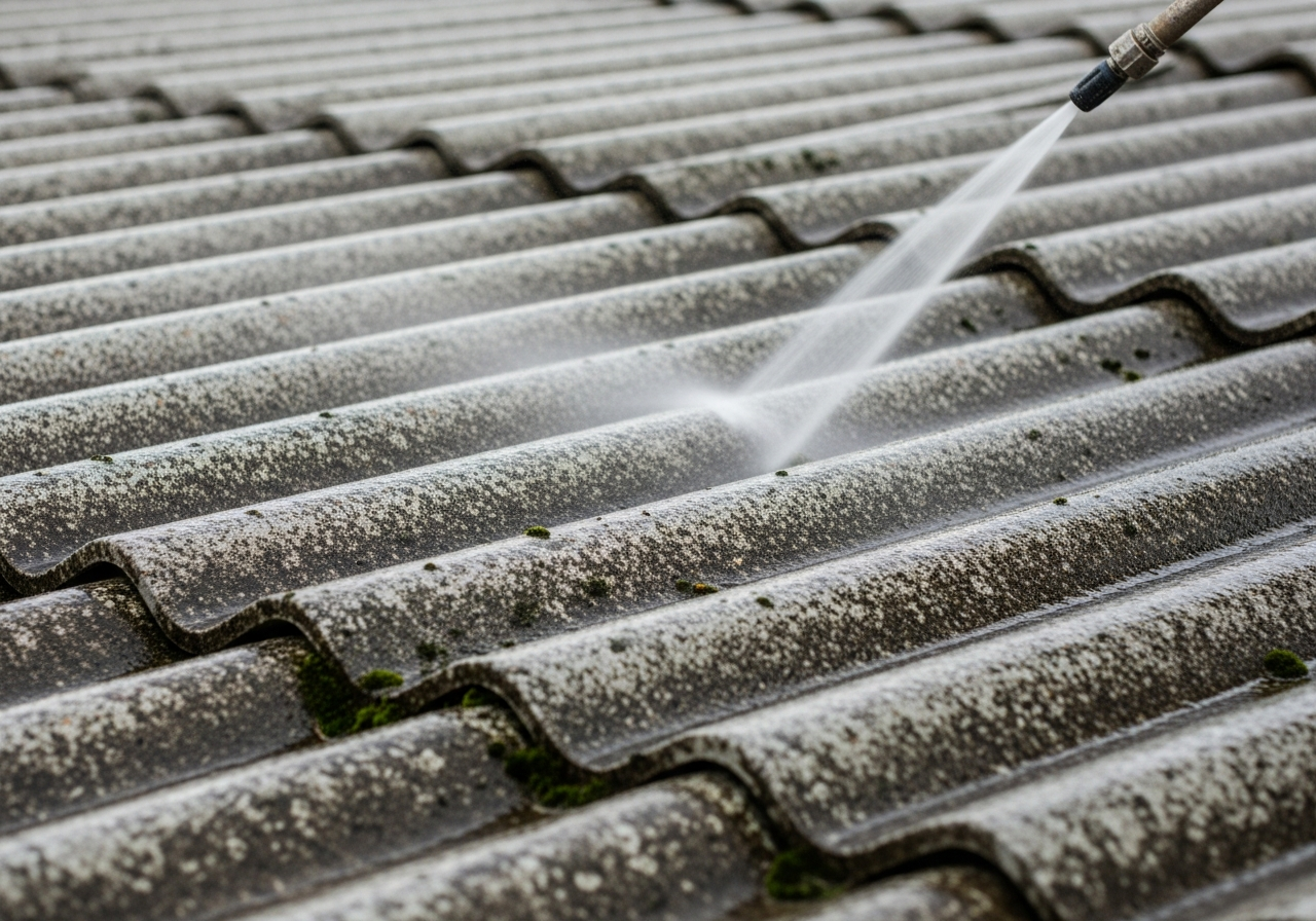 Asbestos roof panels wet method