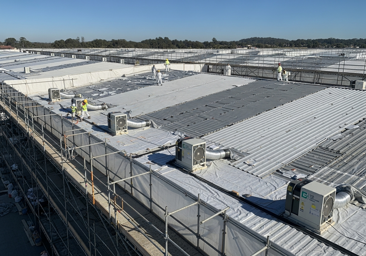 Industrial asbestos roof removal