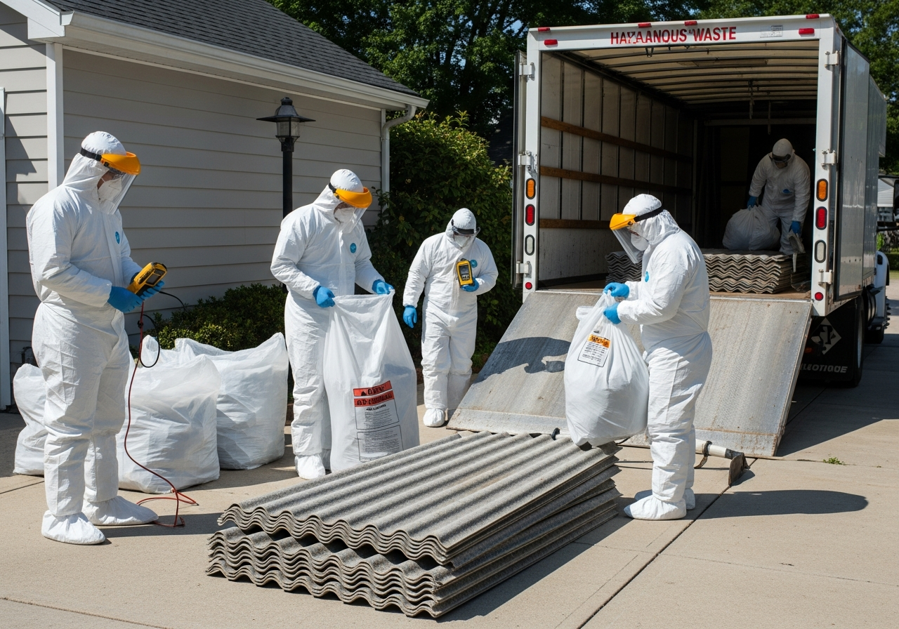 Double-bagging asbestos sheets