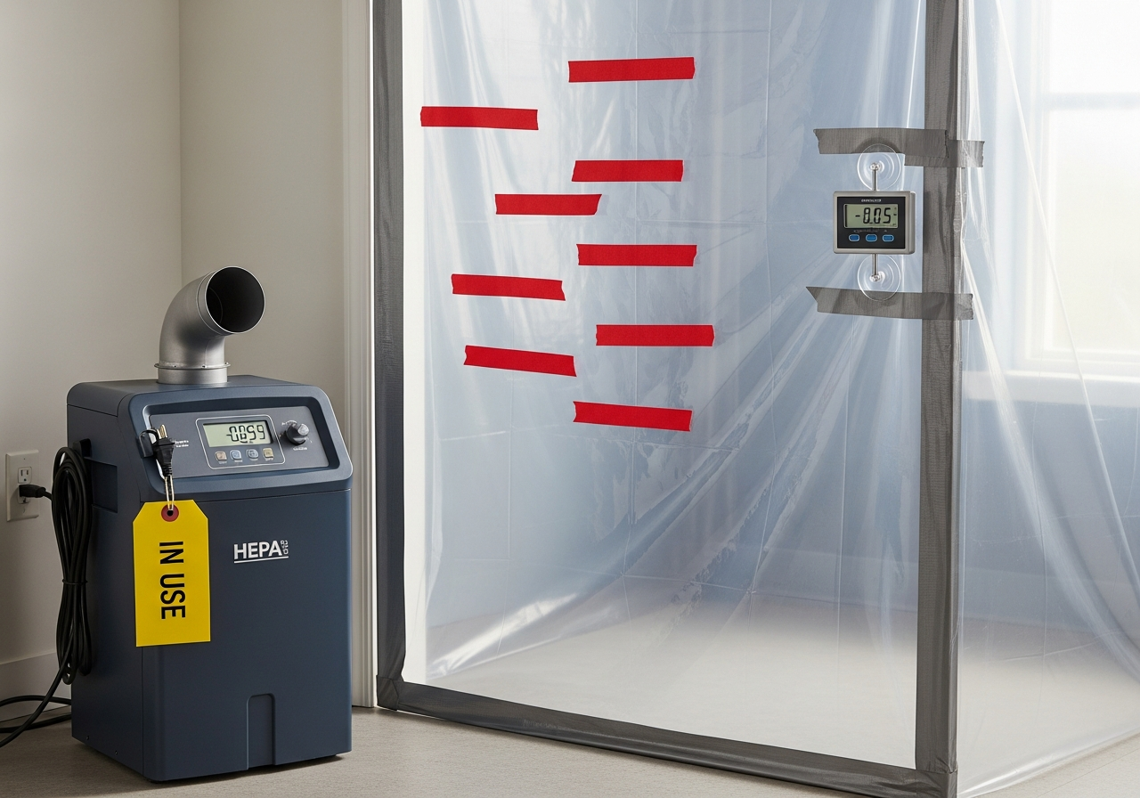 HEPA filtration unit near containment