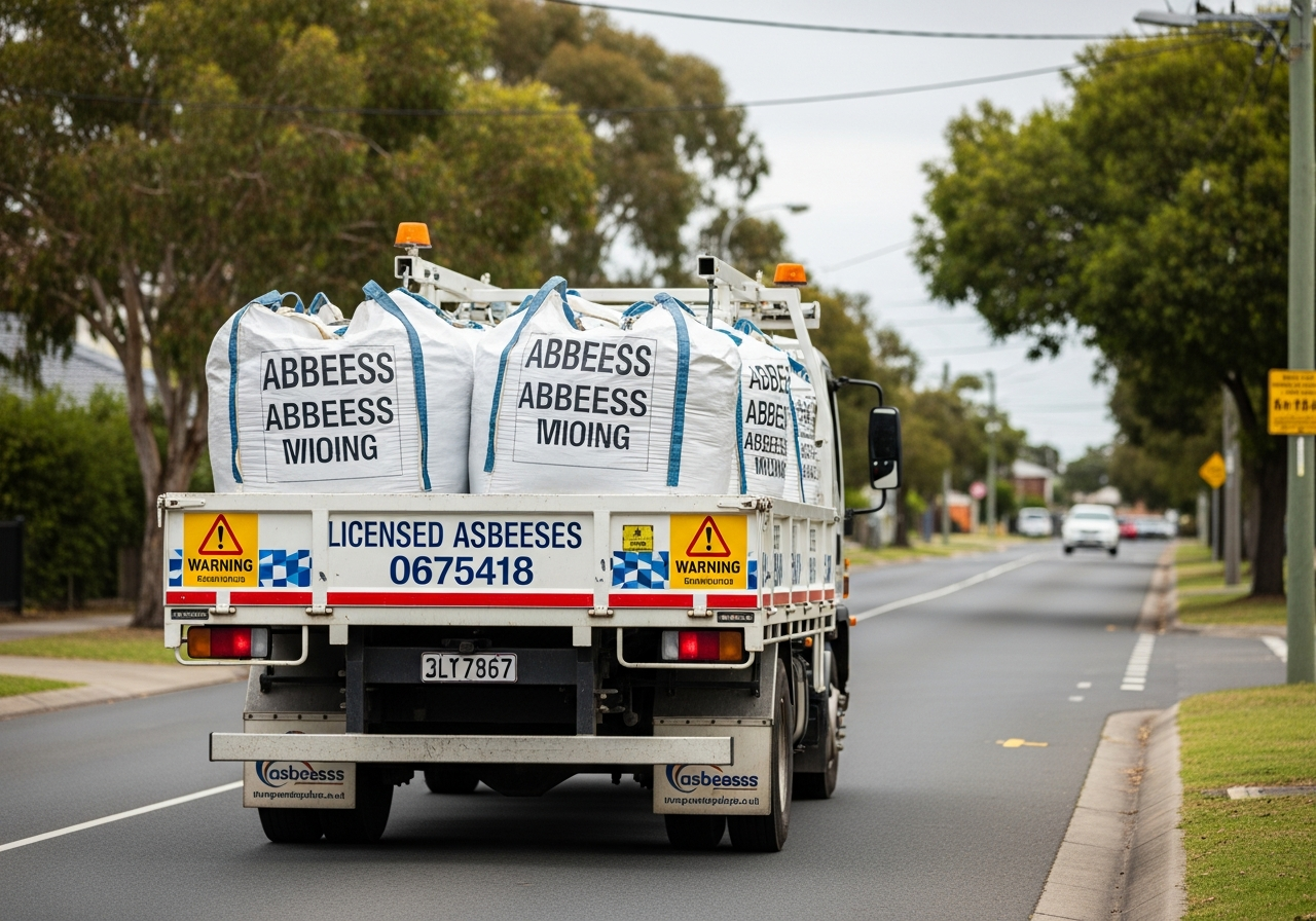 Asbestos waste transport truck