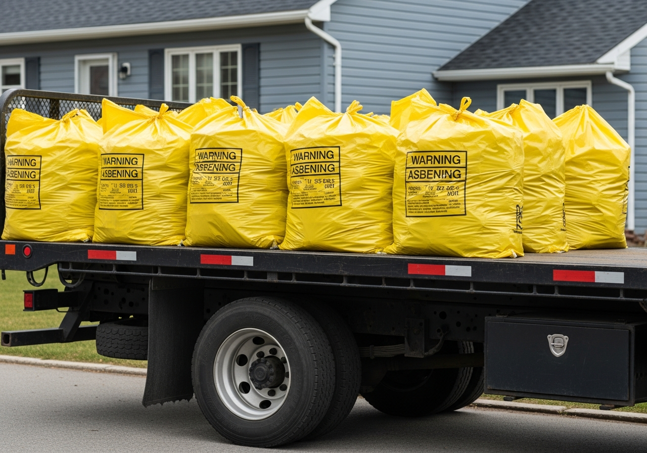 Double-bagged asbestos waste