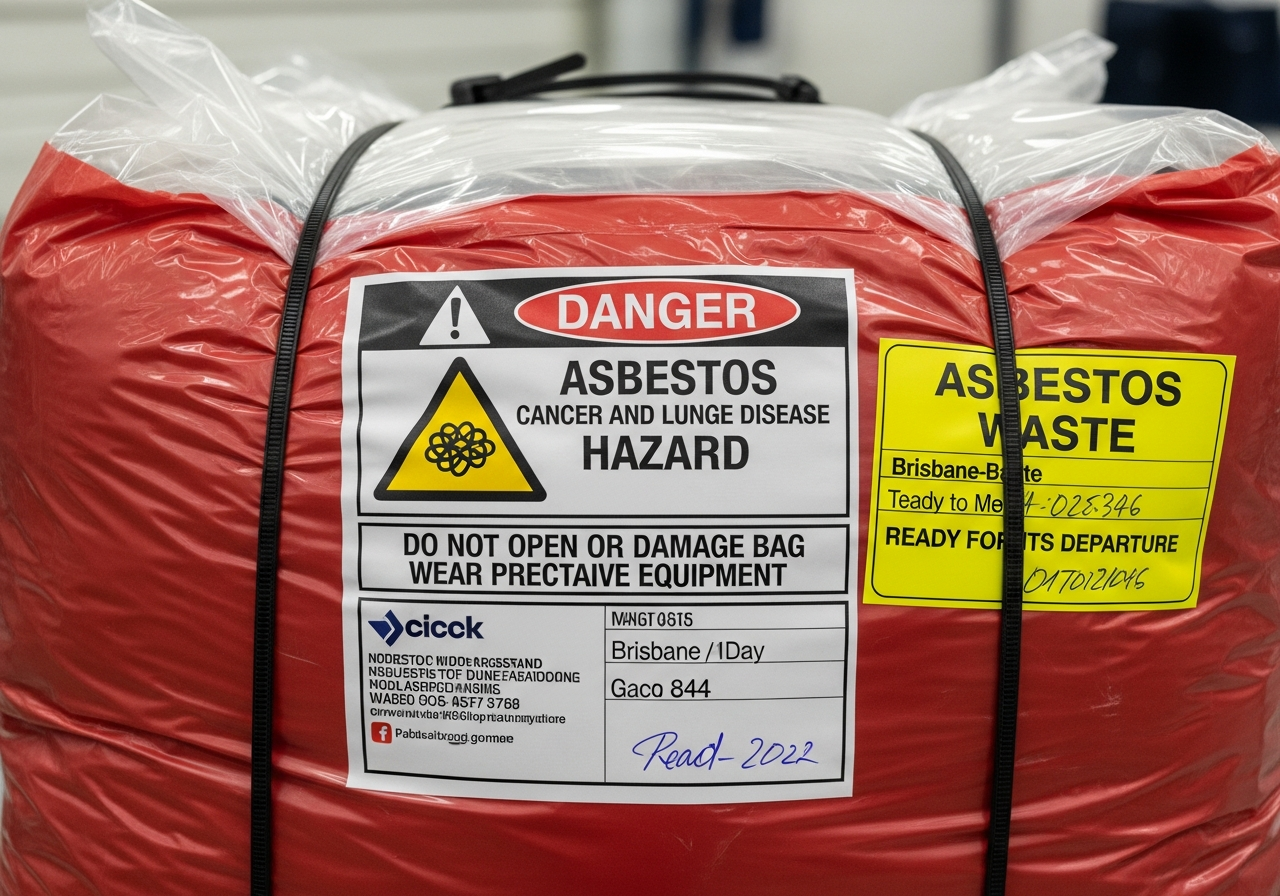 Double-bagged asbestos waste