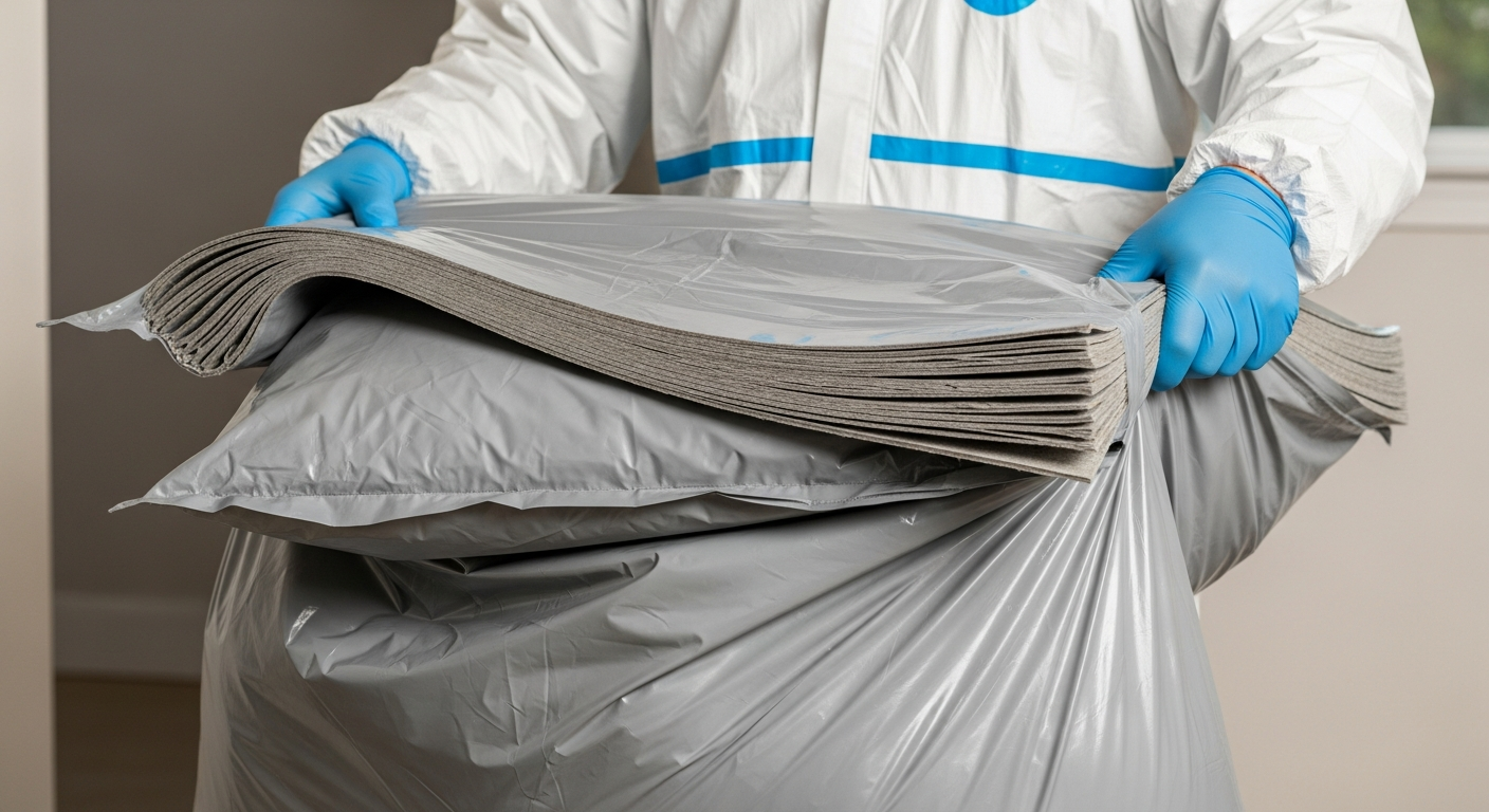 Double-bagged asbestos waste