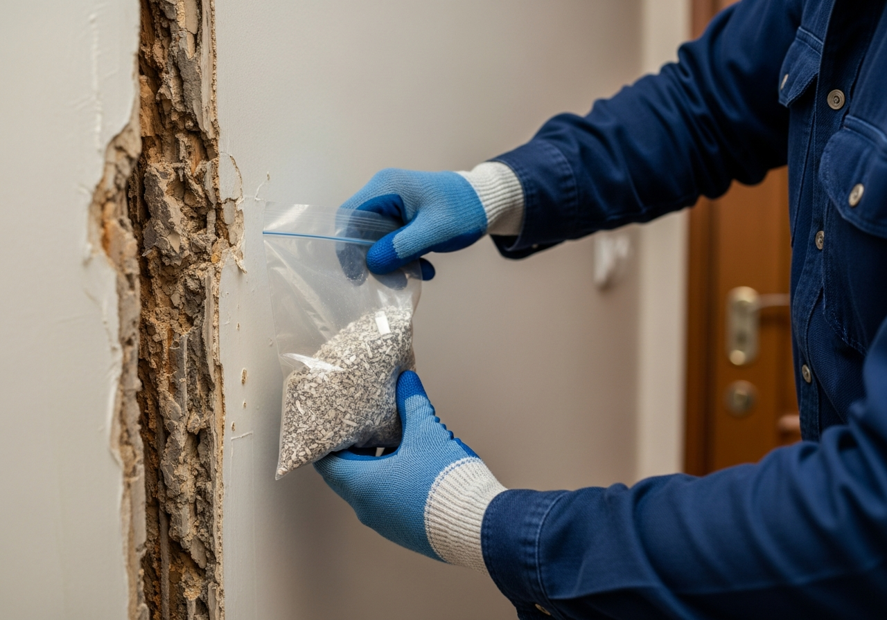 Asbestos bulk sampling on site