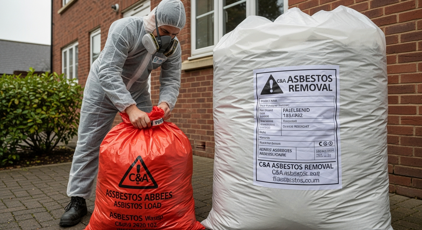 Sealed double-bagged asbestos