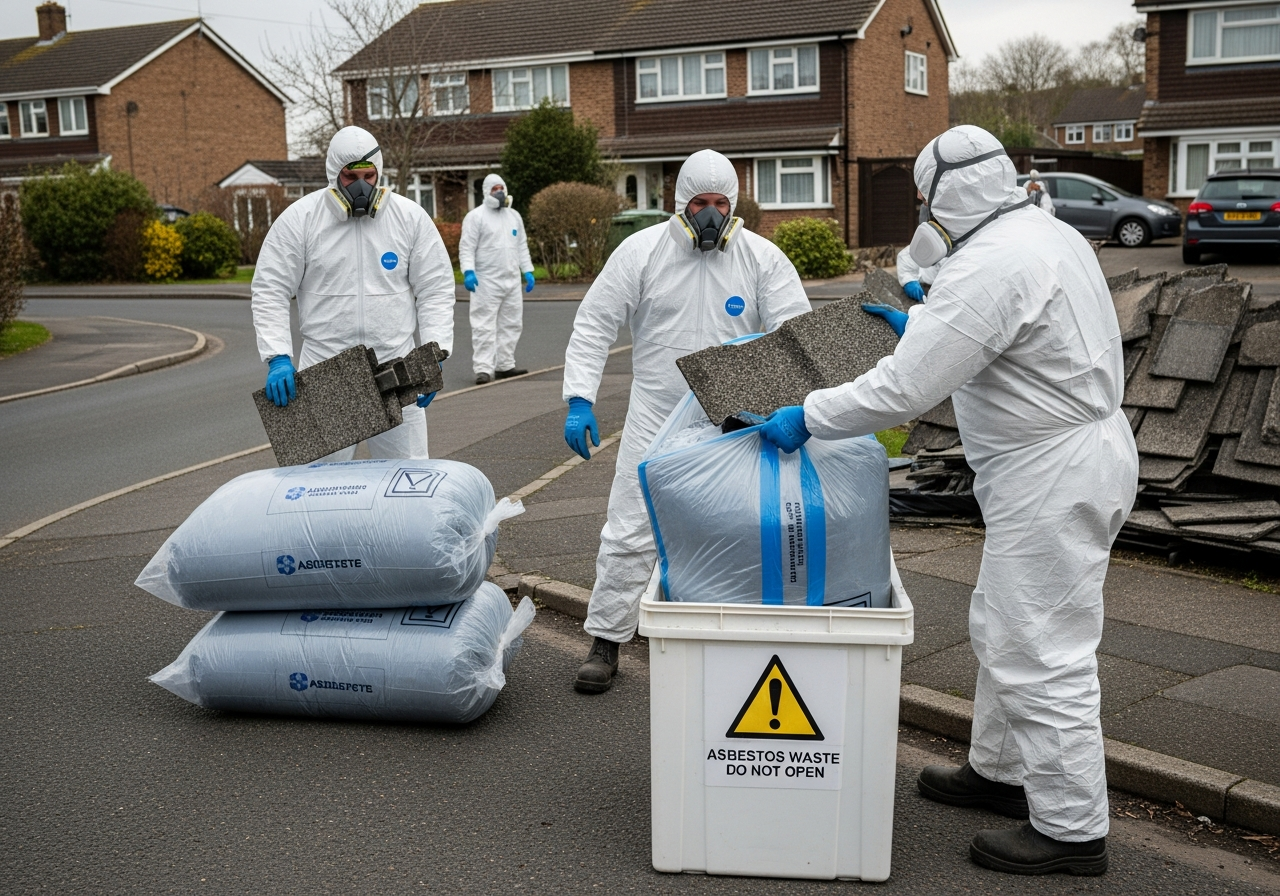 Double bagging asbestos waste