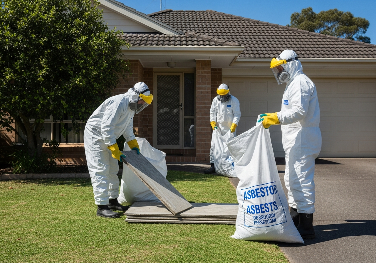 Double bagging asbestos sheets