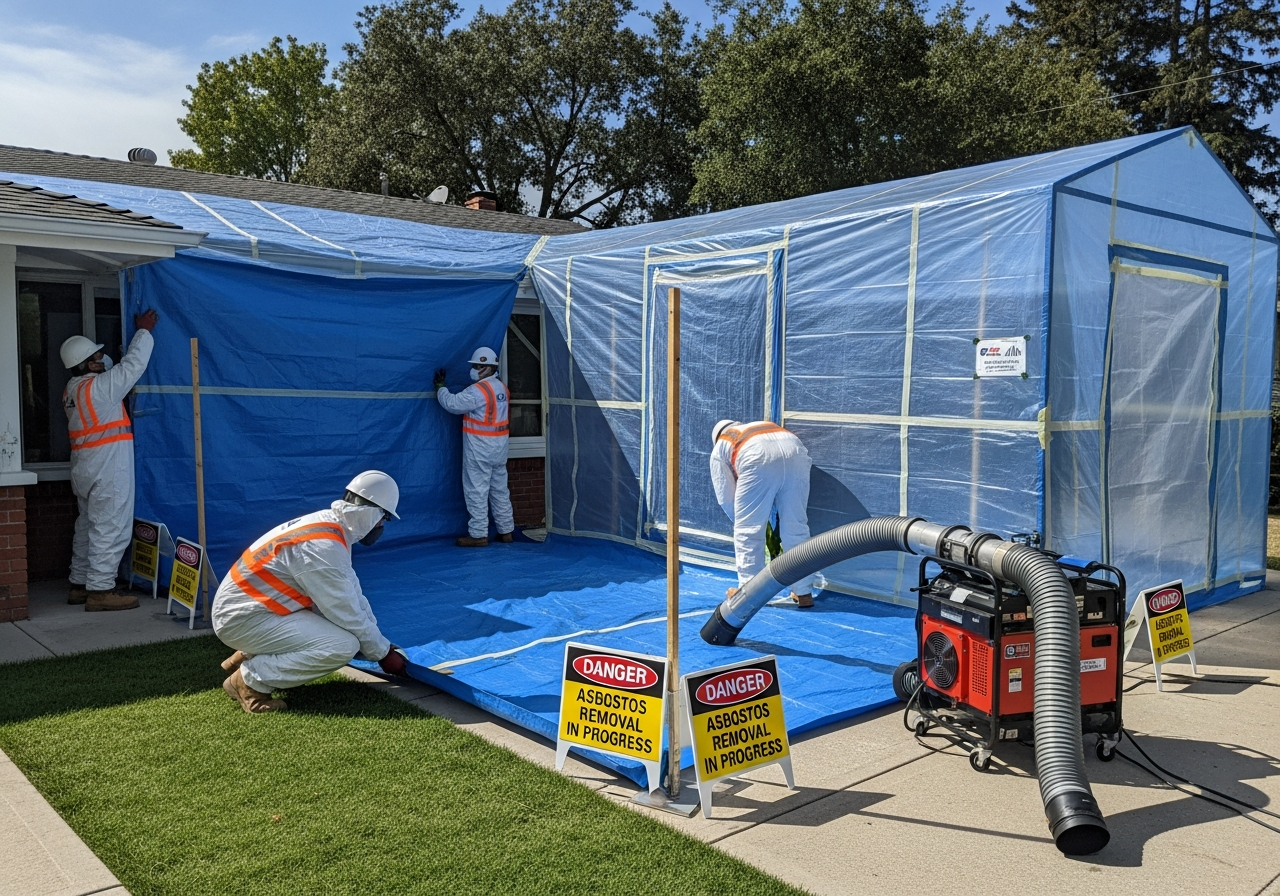 Asbestos removal containment setup