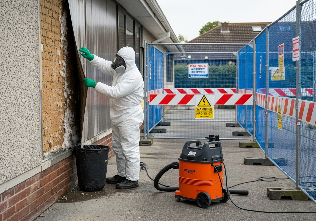 Asbestos removal with wet methods