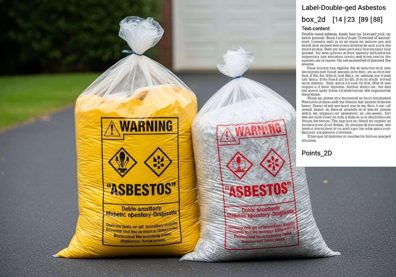 Double-bagged asbestos ready for pick up