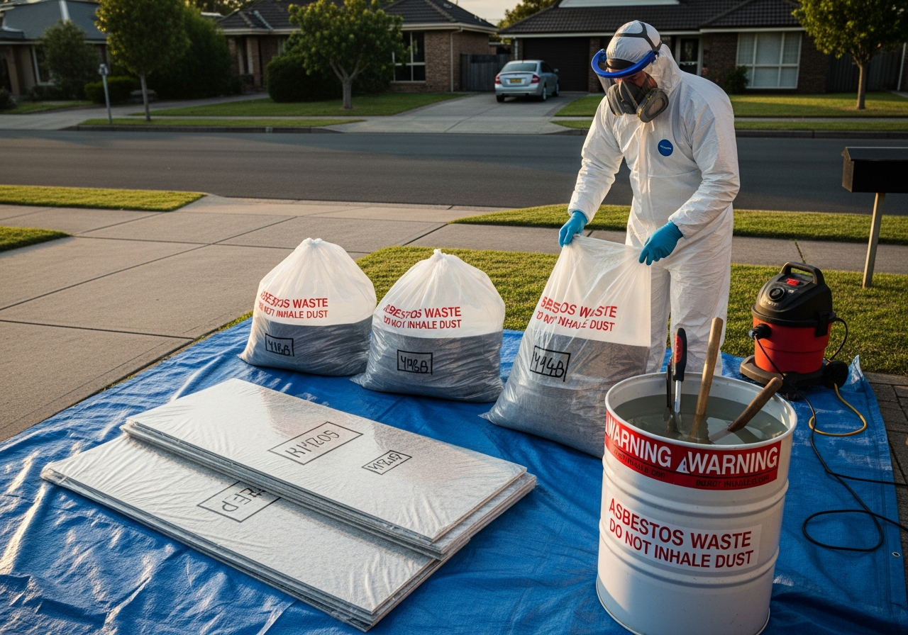 Double-bagging asbestos sheets