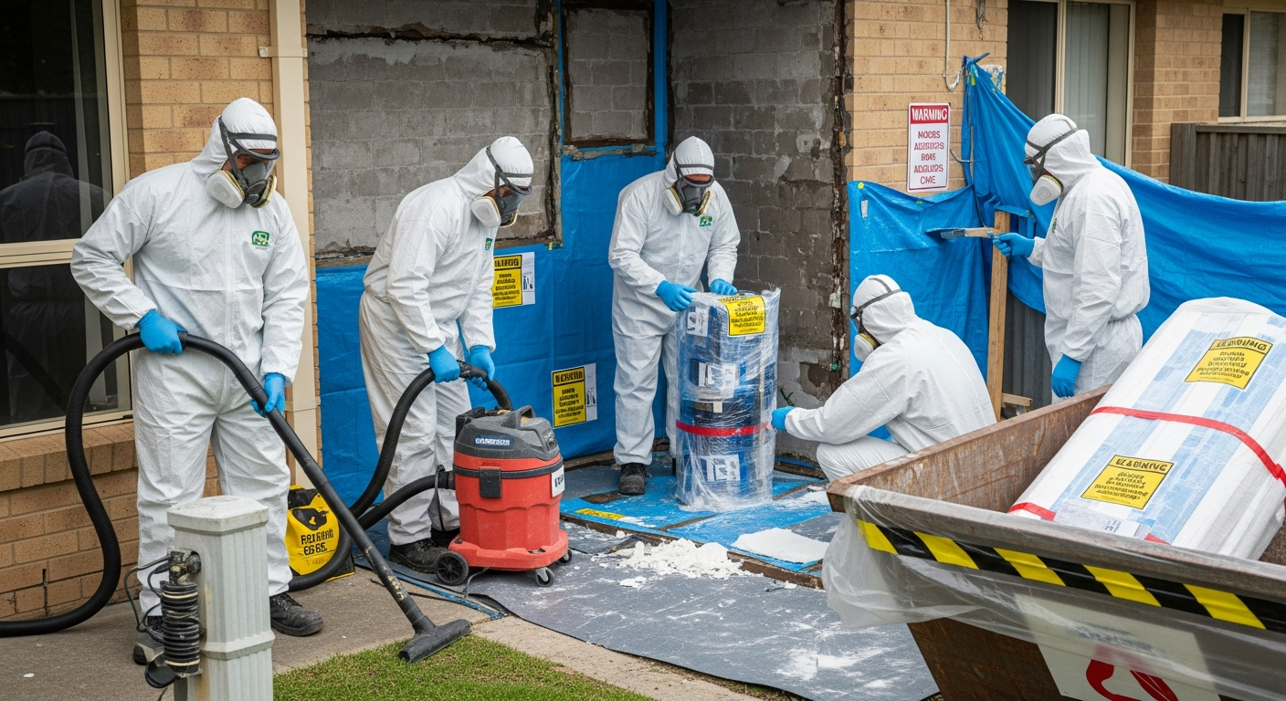Asbestos cleanup team