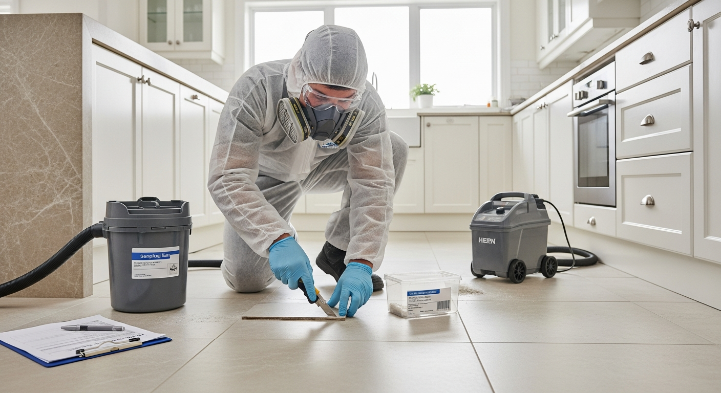 Asbestos flooring testing technician