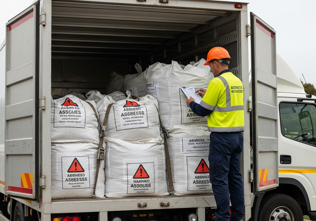 Double-bagged asbestos waste