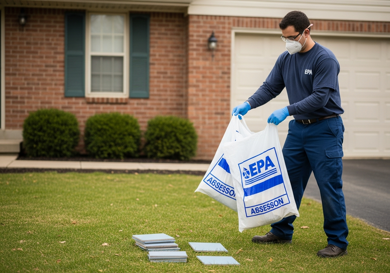Double-bagged small asbestos waste