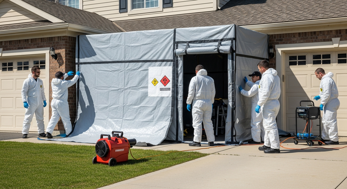Asbestos removal team