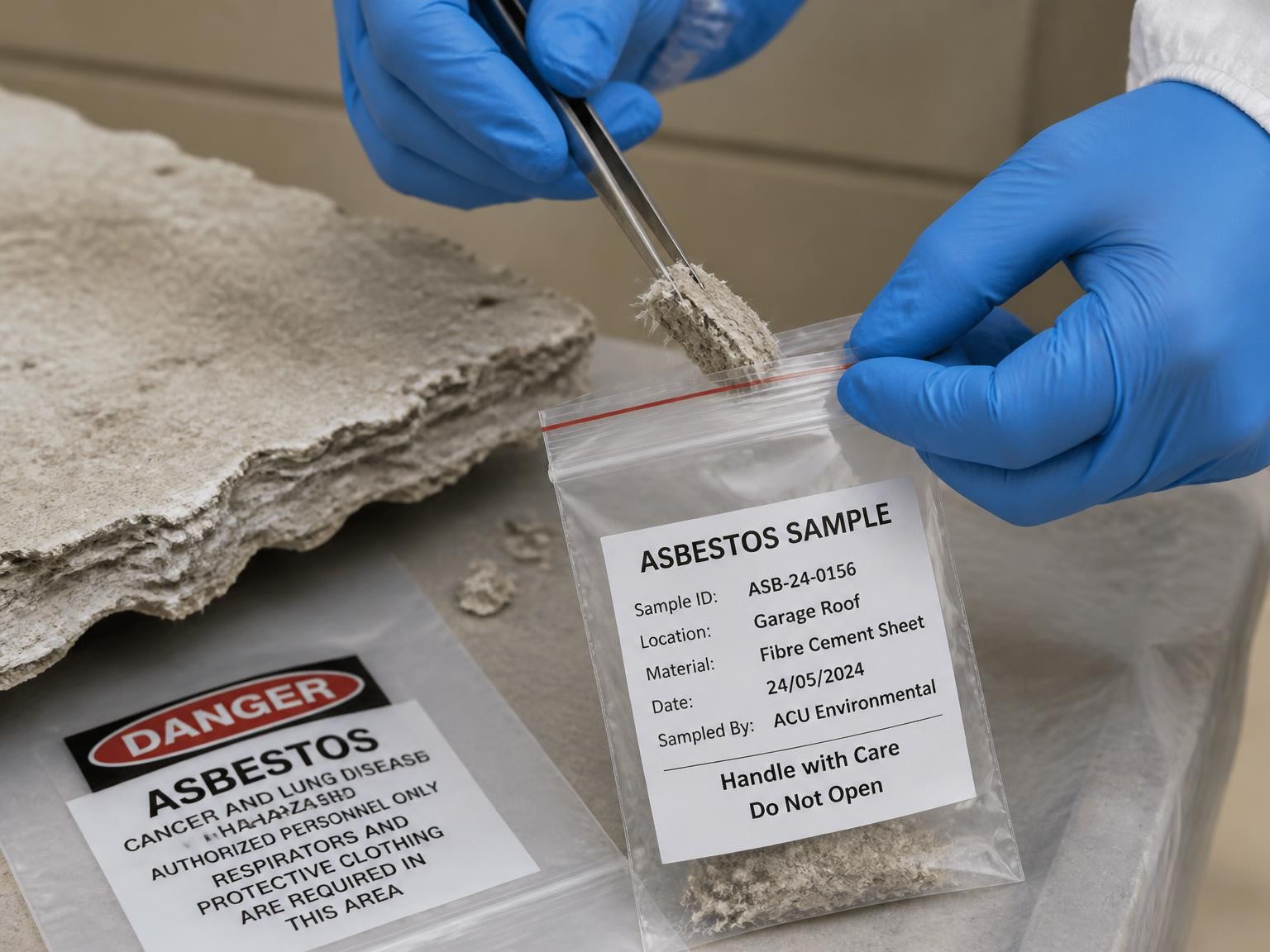 Professional asbestos sample collection and labelling
