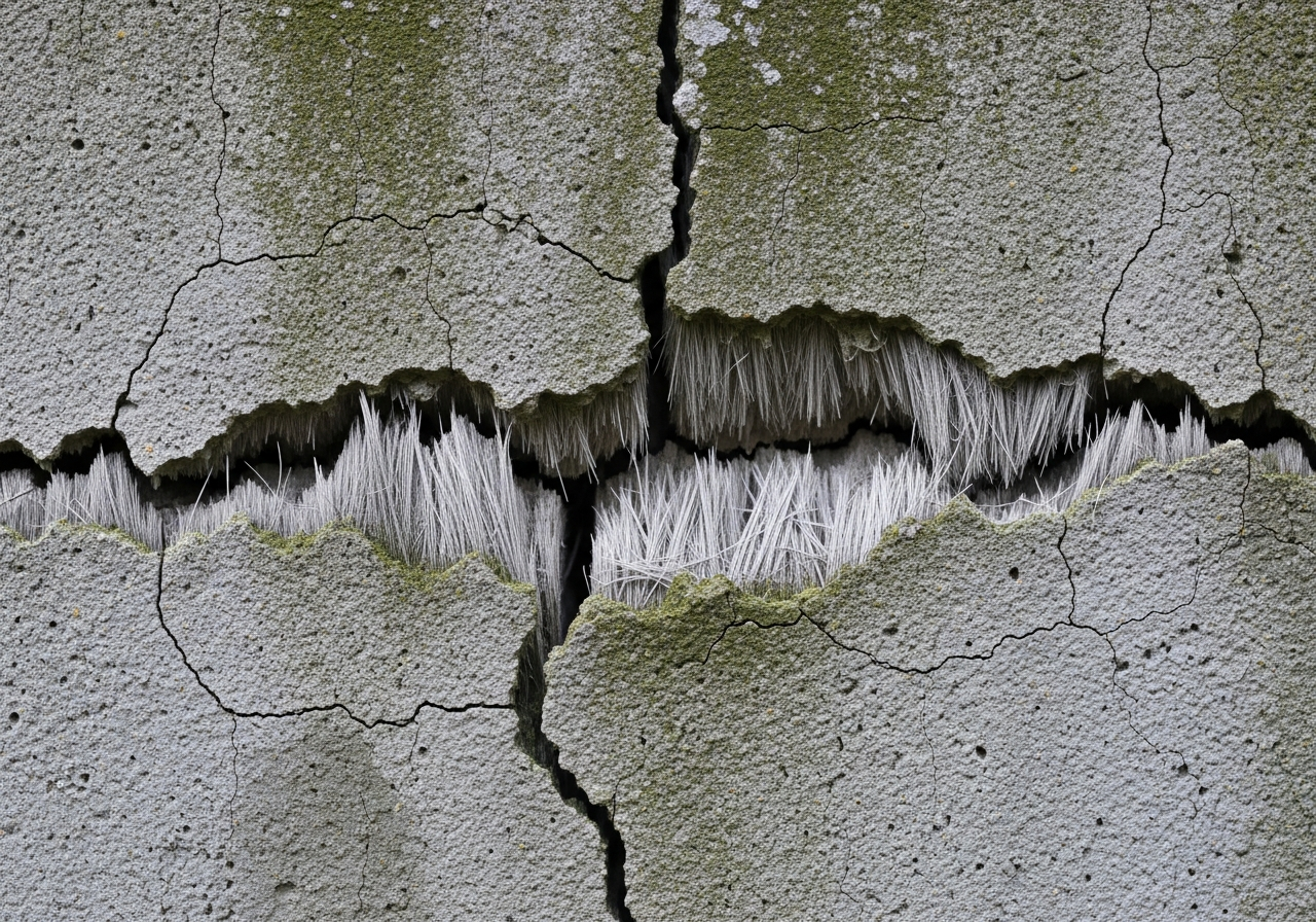 Cracked asbestos fence panel