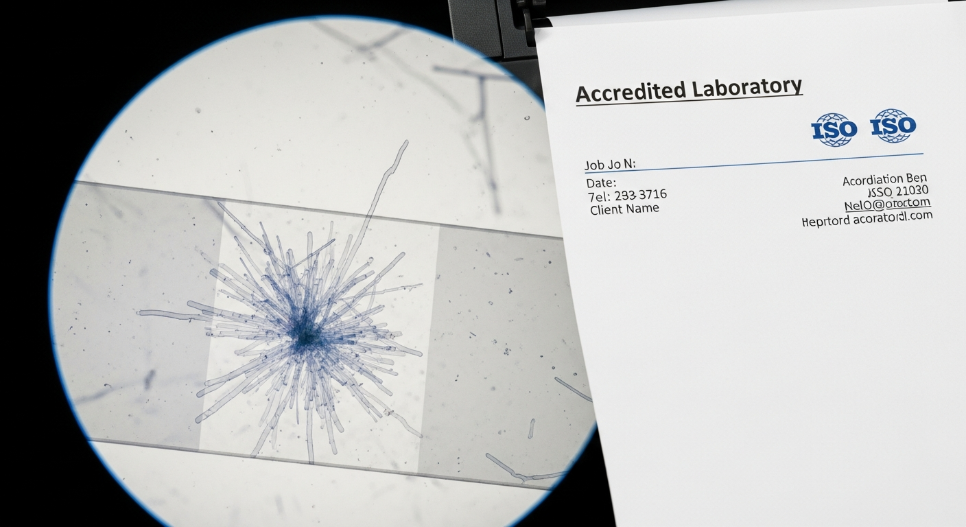 Asbestos lab report and microscopy