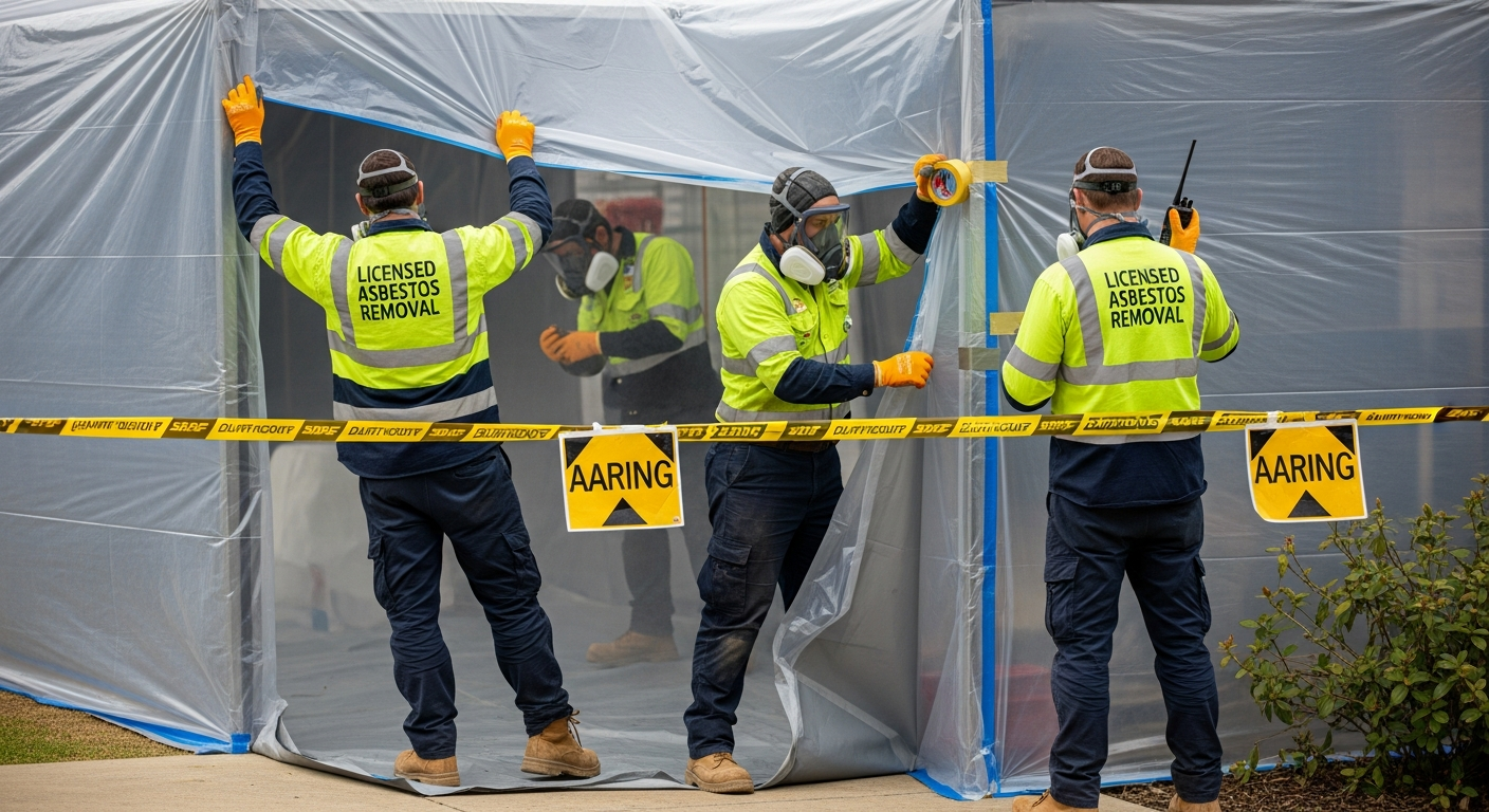 Asbestos removal team in PPE