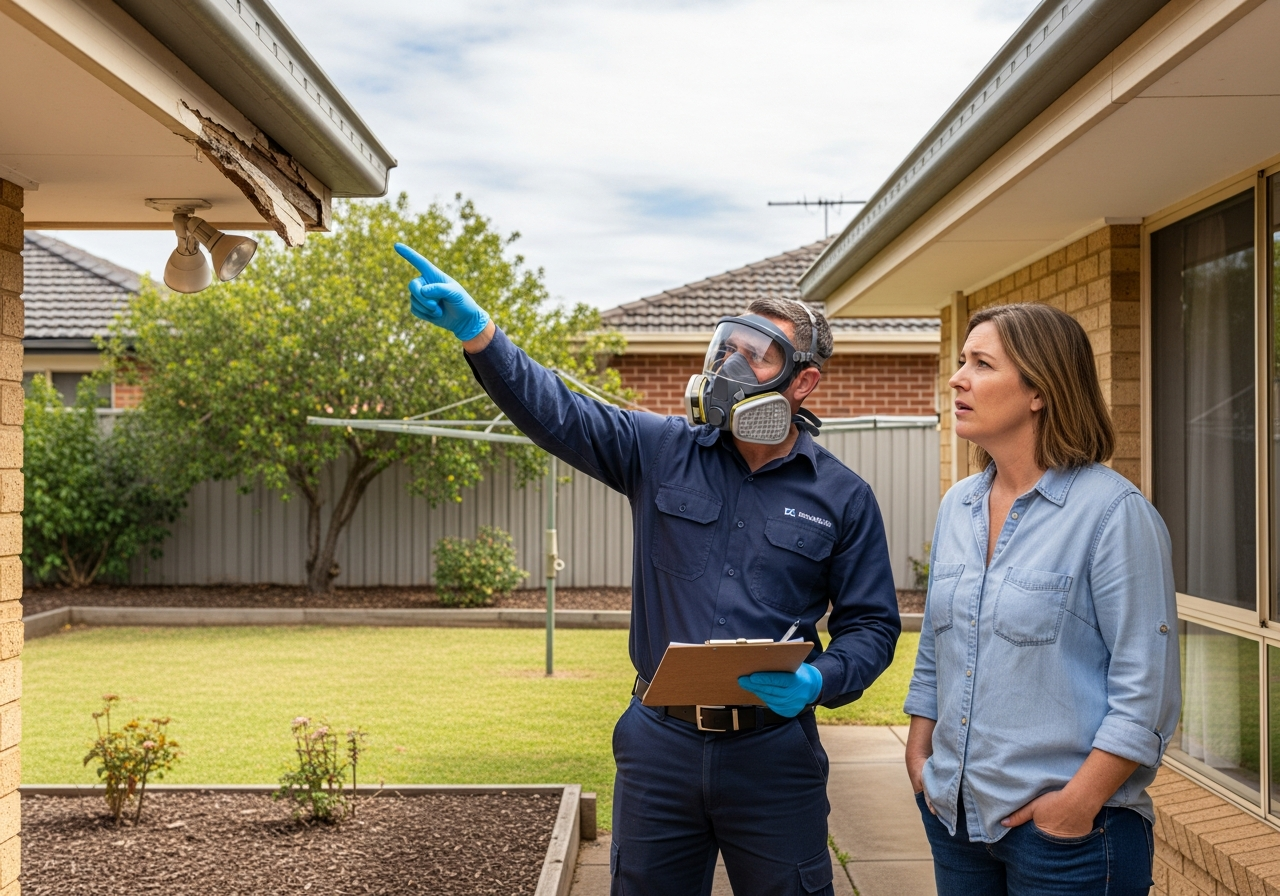 Asbestos assessment on house eaves