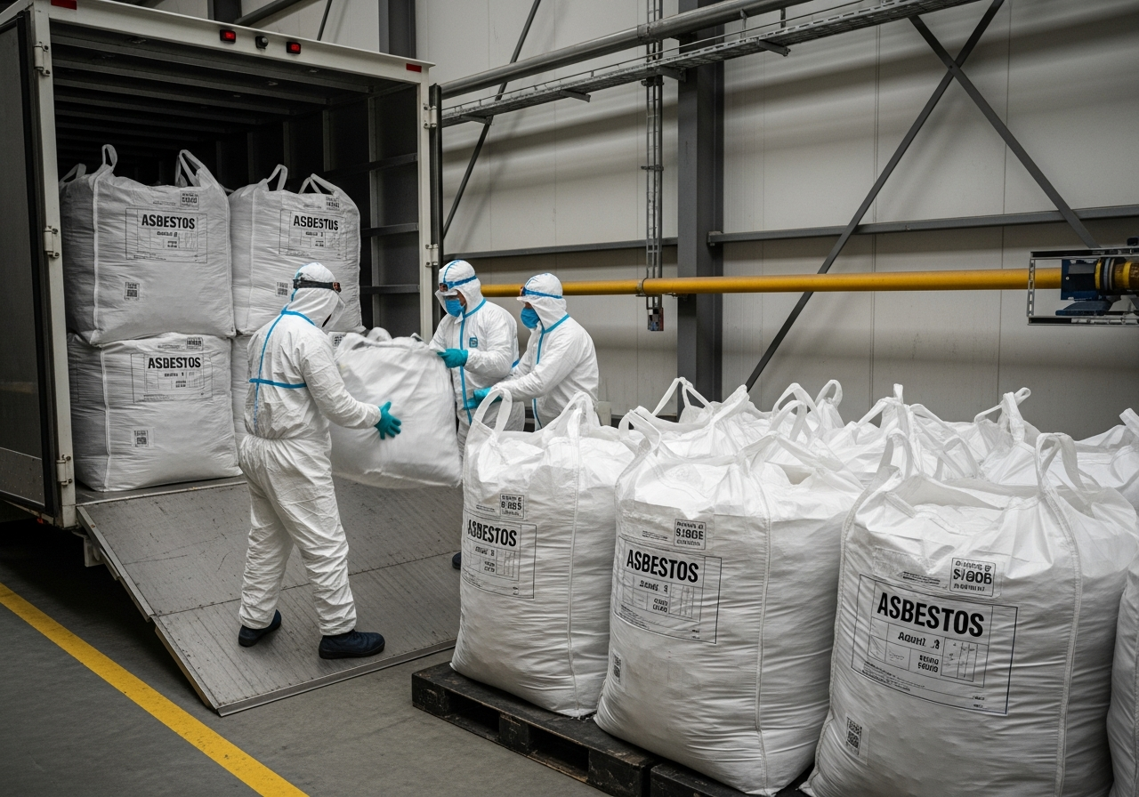 Double-bagged asbestos waste