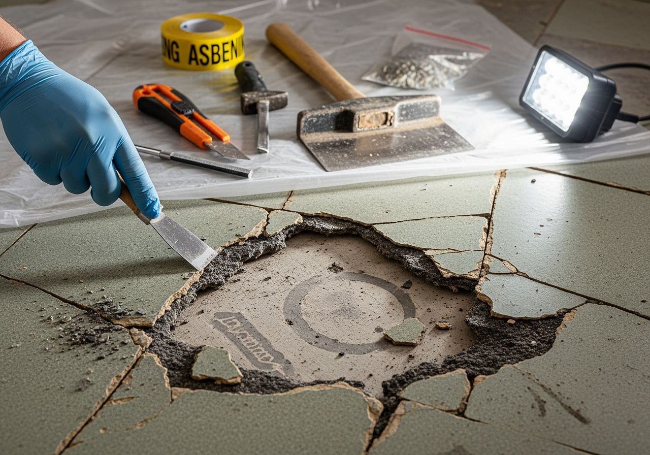 Asbestos floor tiles inspection