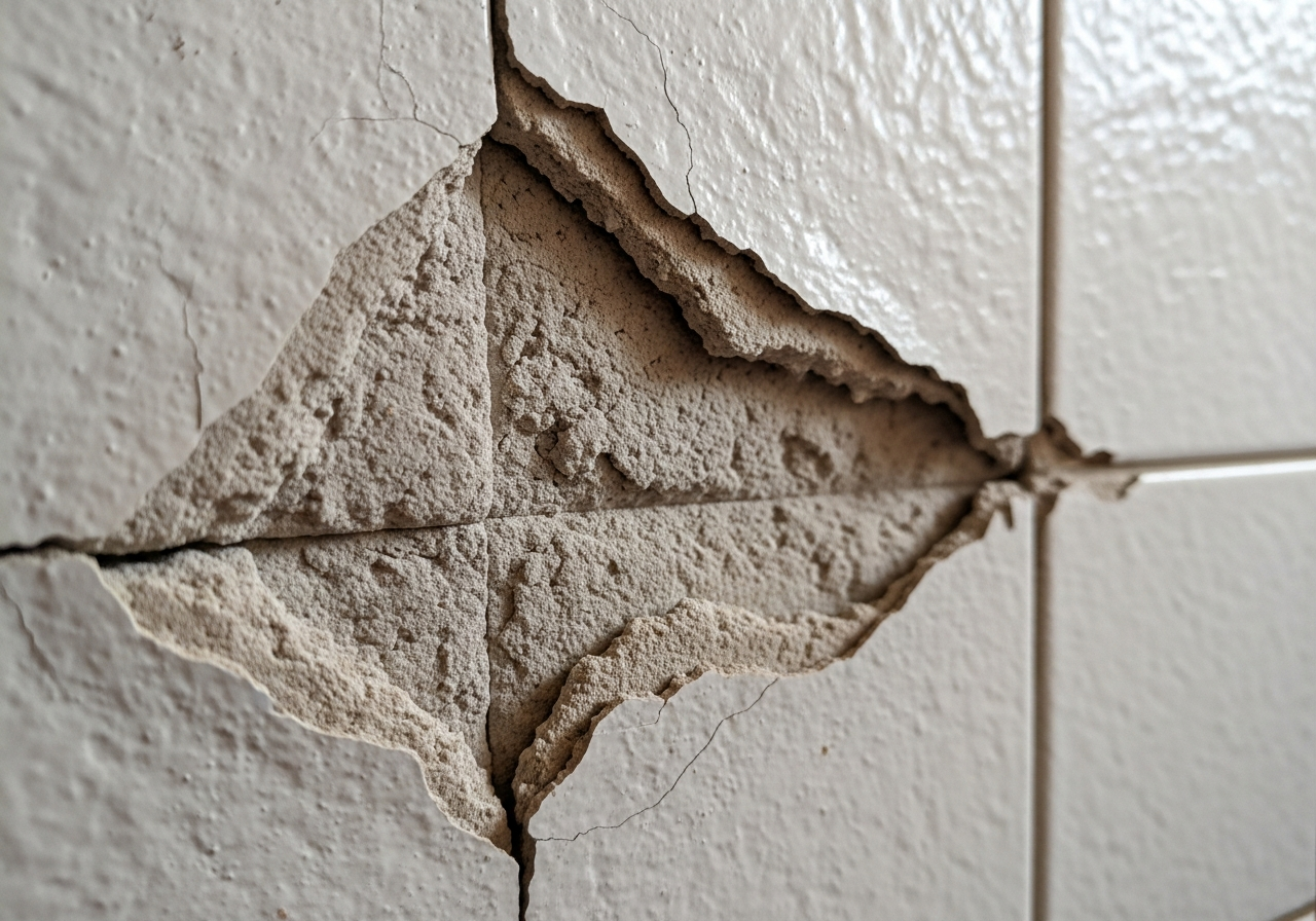 Damaged bathroom wall lining