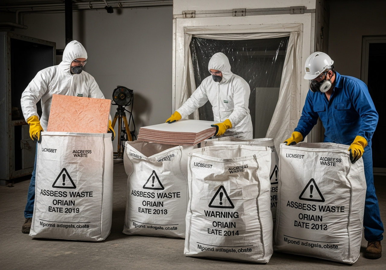 Double-bagged asbestos waste