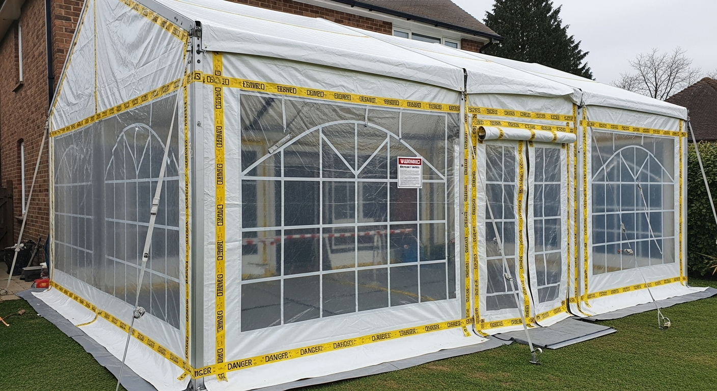 Containment setup for asbestos abatement