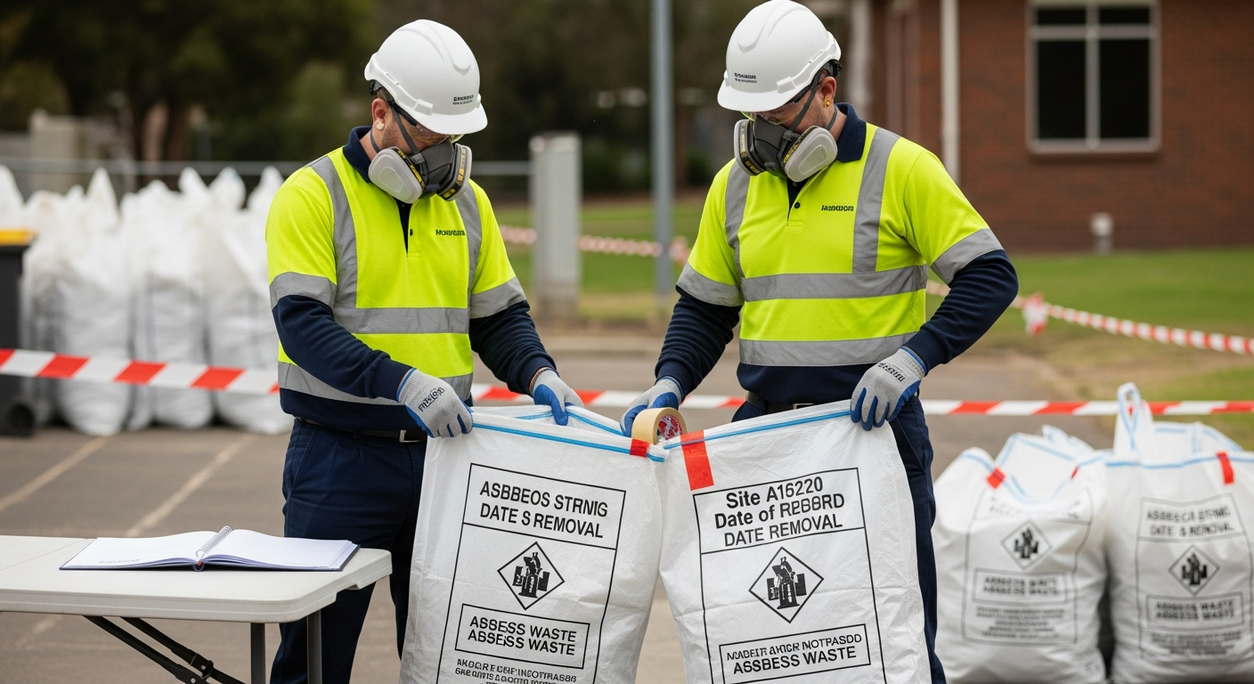 Double-bagged asbestos waste