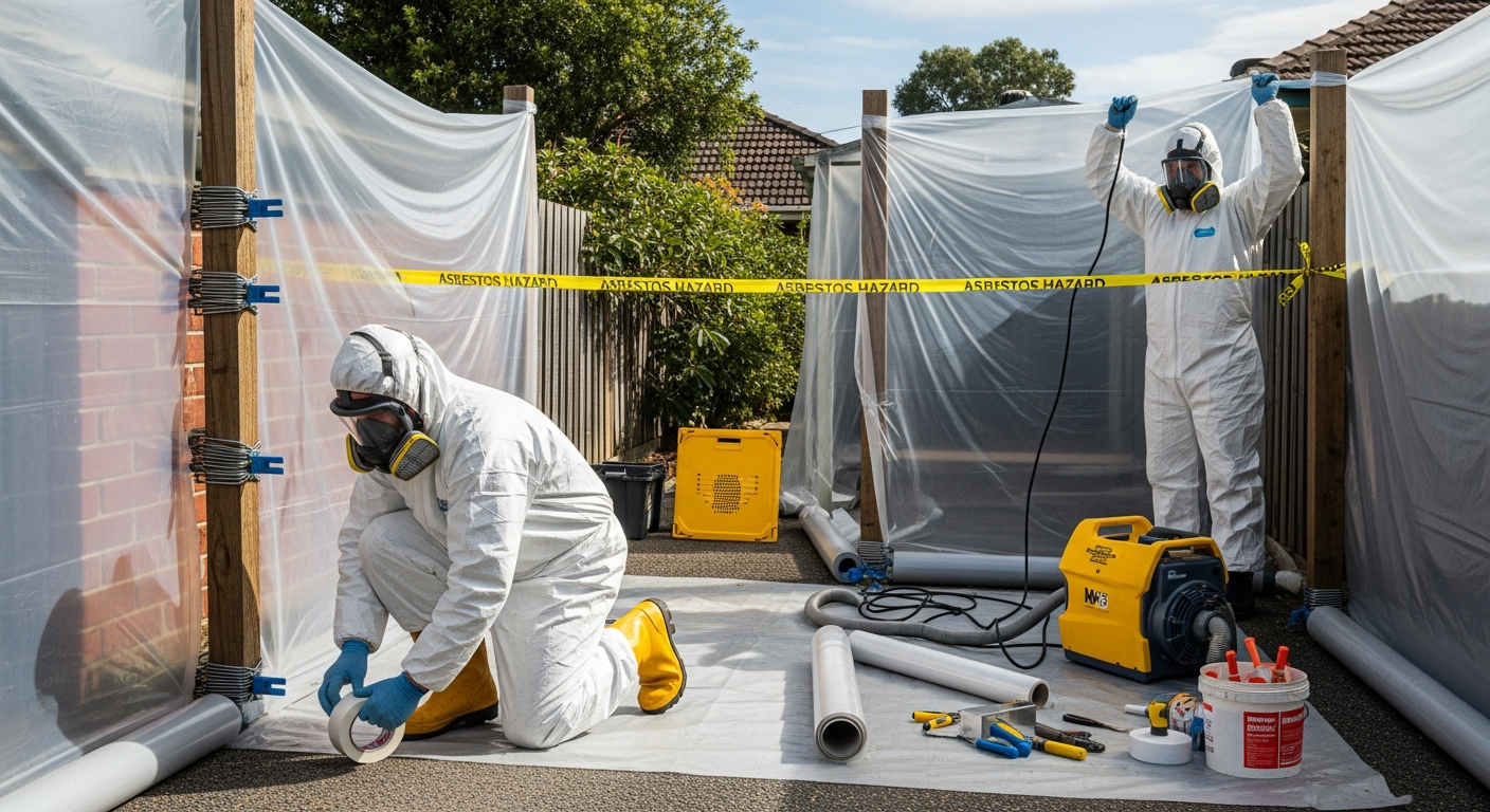 Licensed asbestos removal team