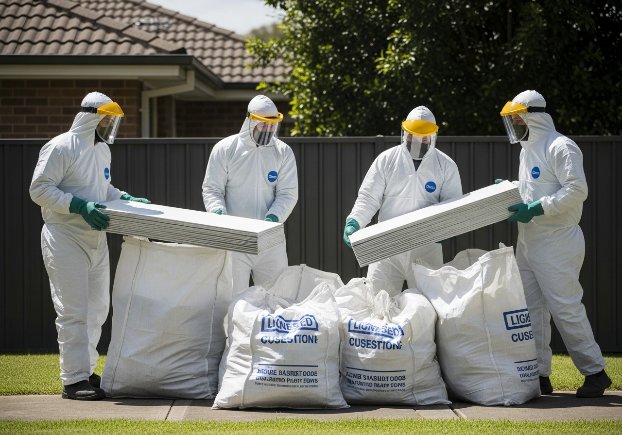 Double-bagged asbestos waste