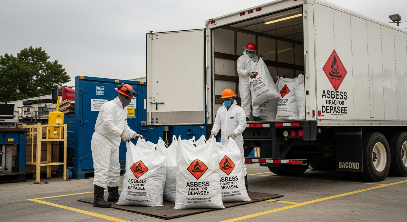 Asbestos waste disposal truck