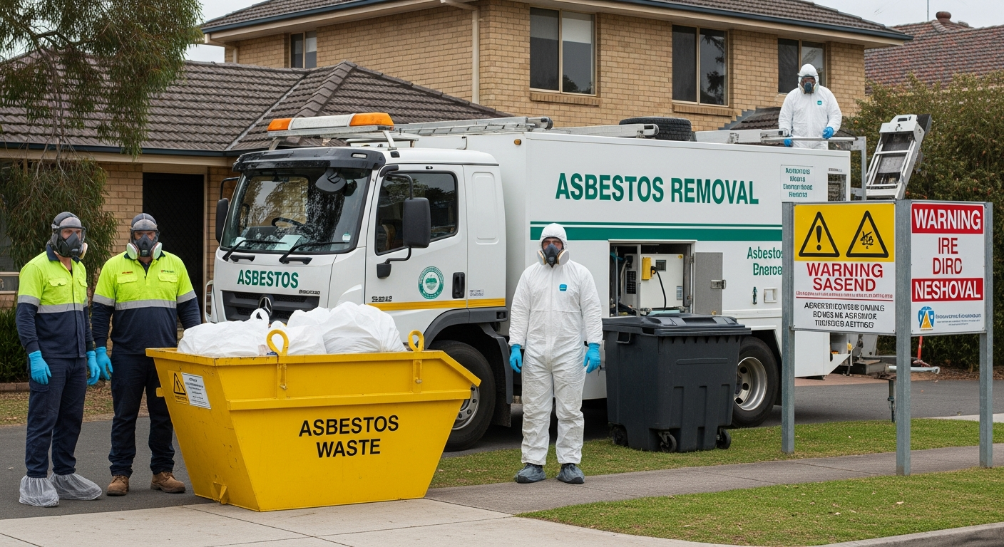 Asbestos removal vehicle and crew