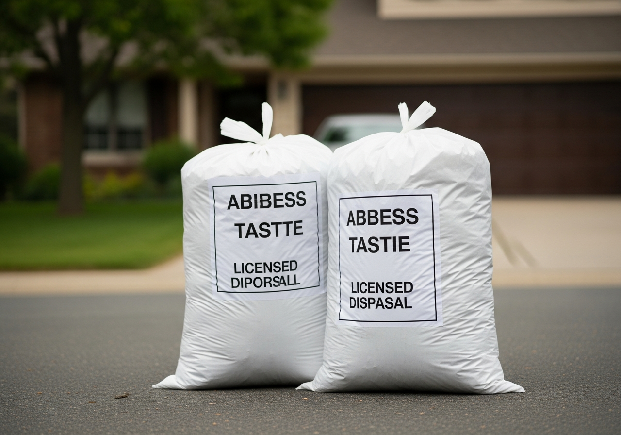 Double-bagged asbestos waste