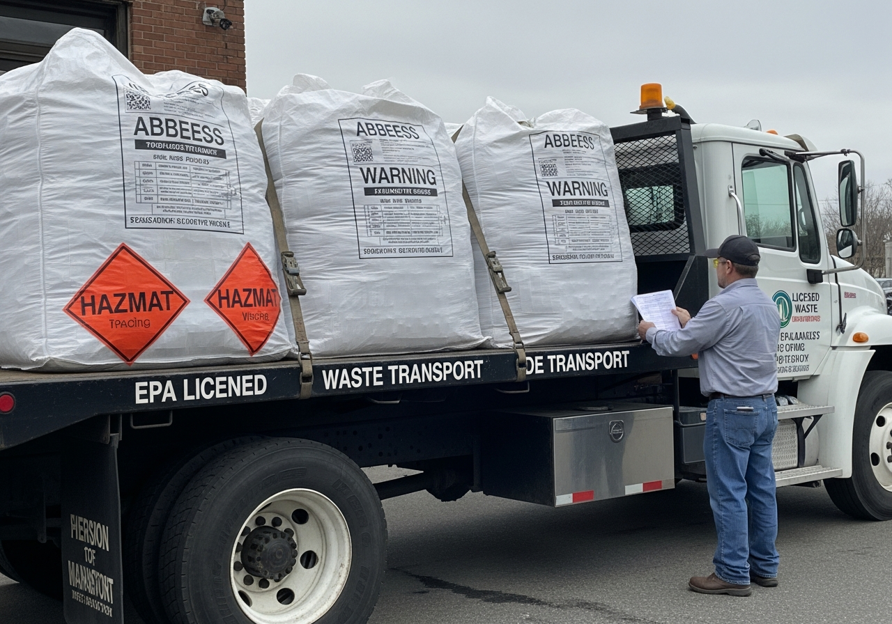 Double-bagged asbestos waste