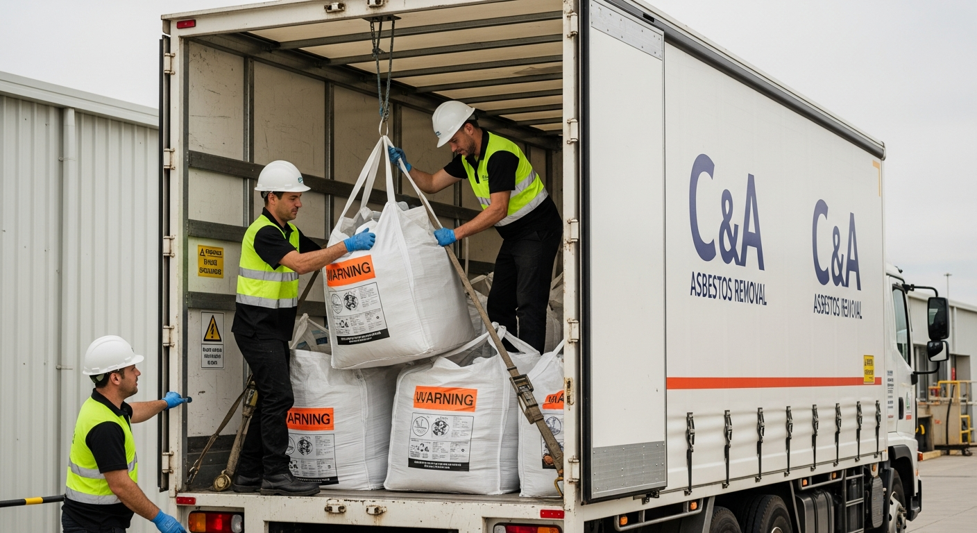 Asbestos hauling truck