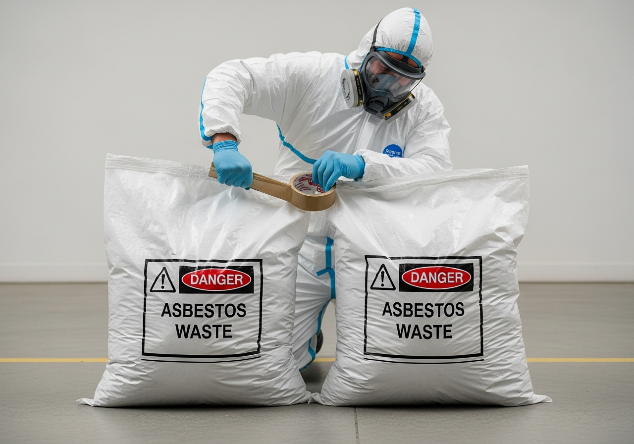 Double-bagged asbestos waste
