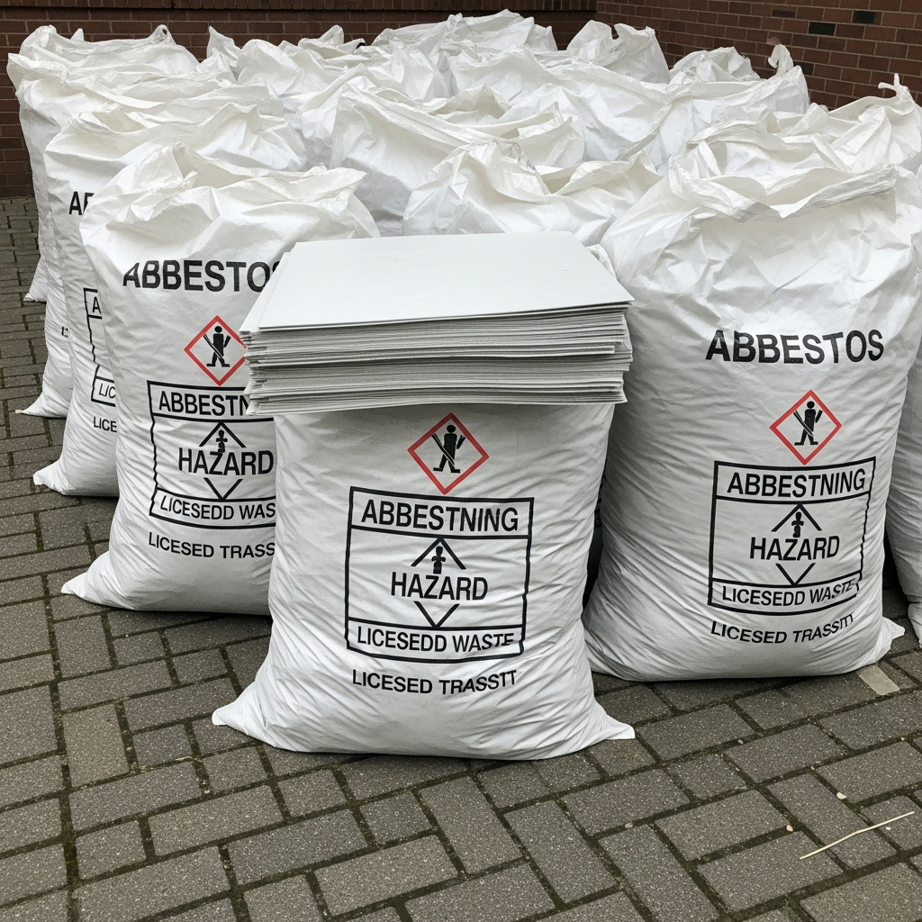 Double-bagged asbestos waste