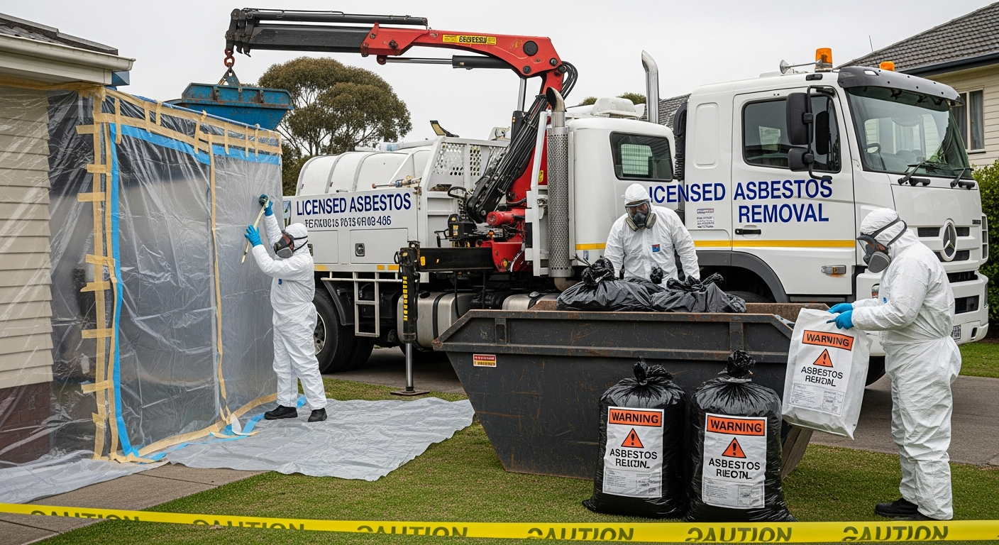 Licensed asbestos removal team