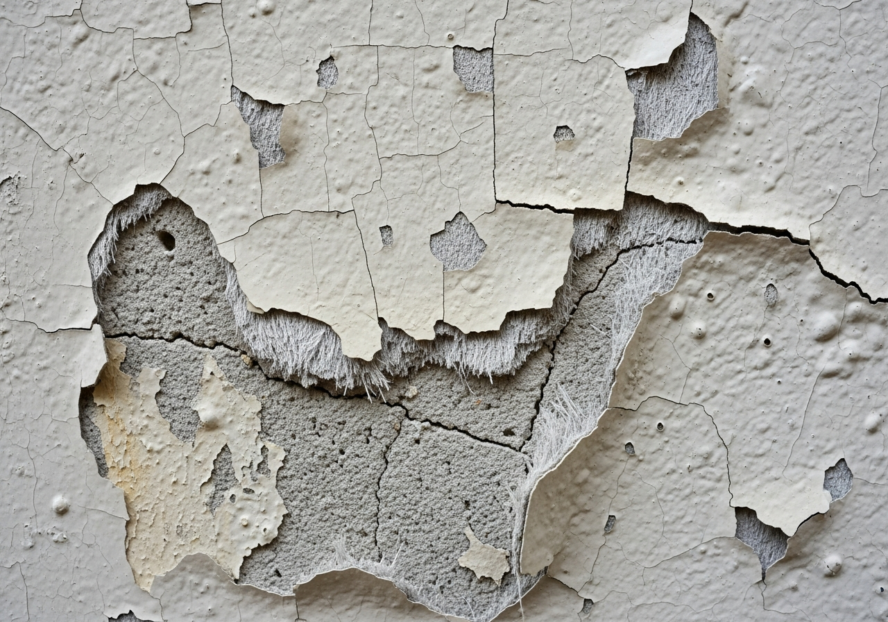 Damaged asbestos wall sheeting