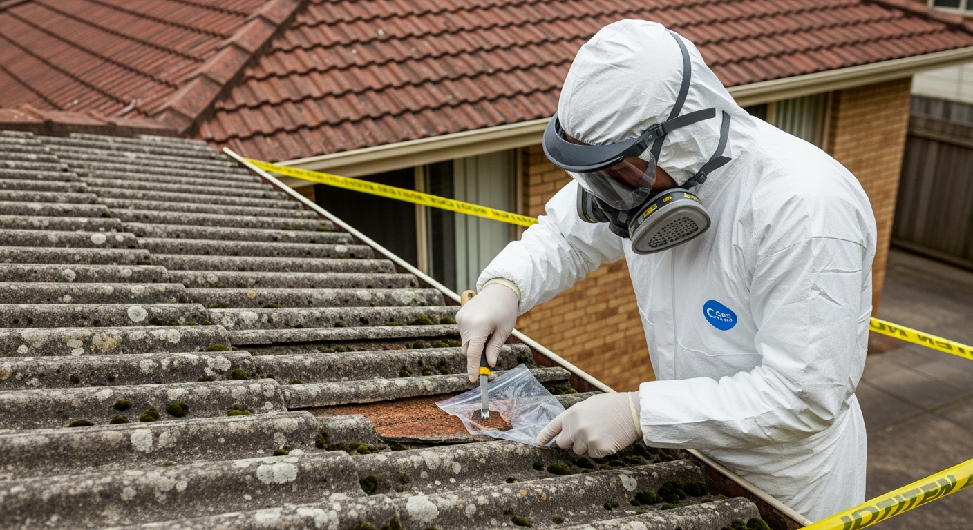 Asbestos roof testing technician