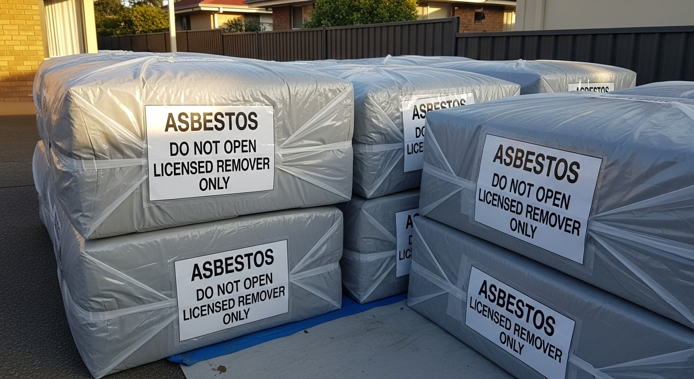 Asbestos waste ready for disposal