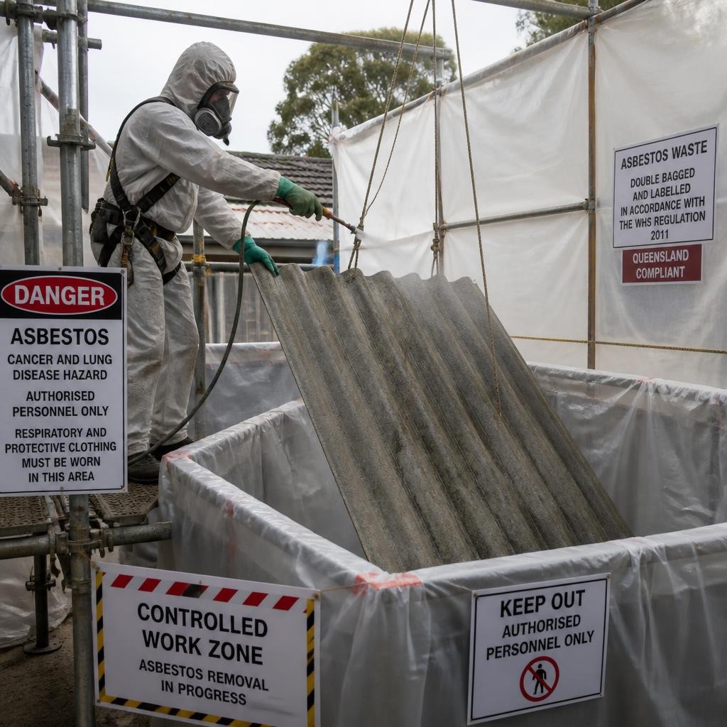 Controlled asbestos removal process in Queensland