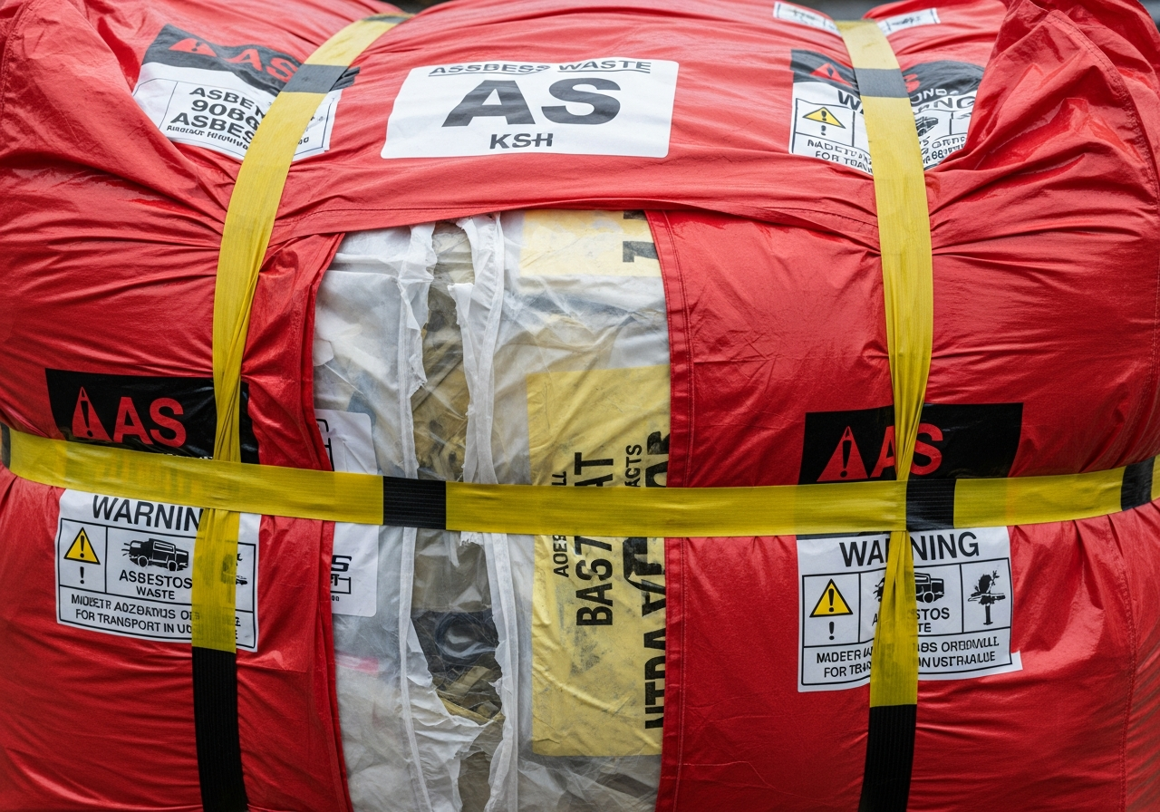 Double-bagged asbestos waste